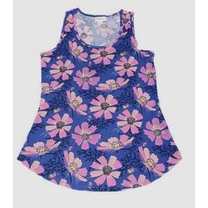 NWT LuLaRoe Pink Daisy Or Cosmos Print Blue Background Tank Top Size 3XL (26-28)